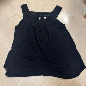 Crochet Lace Trim Yoke Square Neck Sleeveless Tank